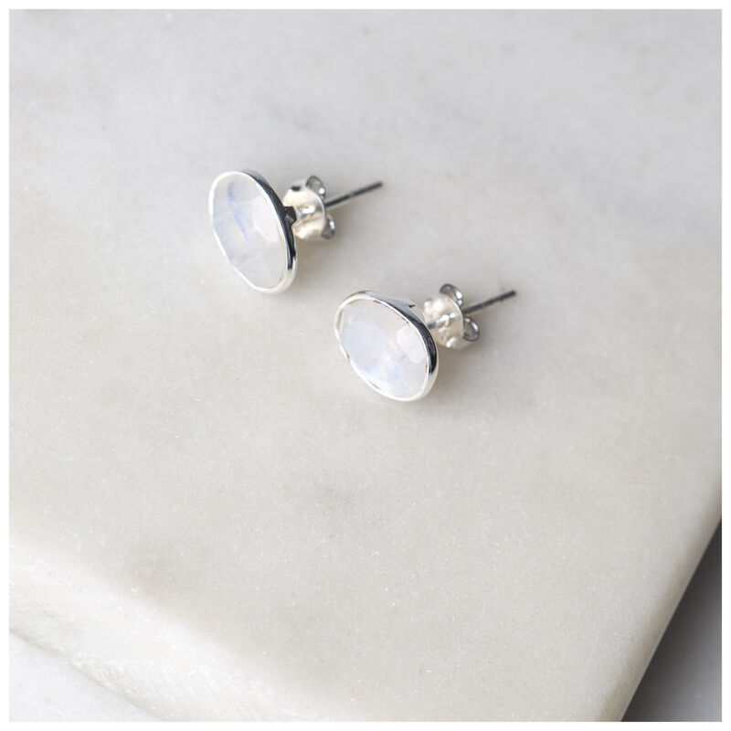 Organic Moonstone Stud Earrings Poetry Clothing Store
